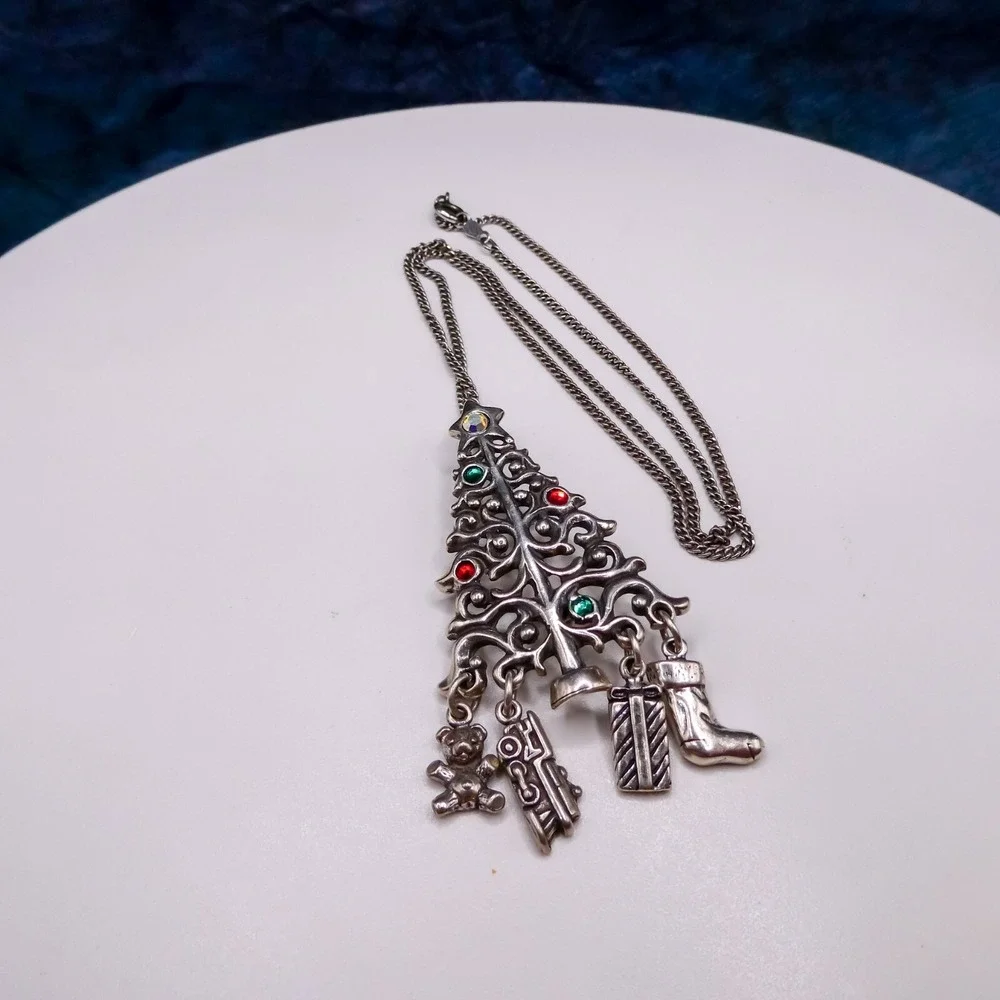 Schube Christmas Tree Pendant Necklace Brooch Pin Charm Sterling Silver 925